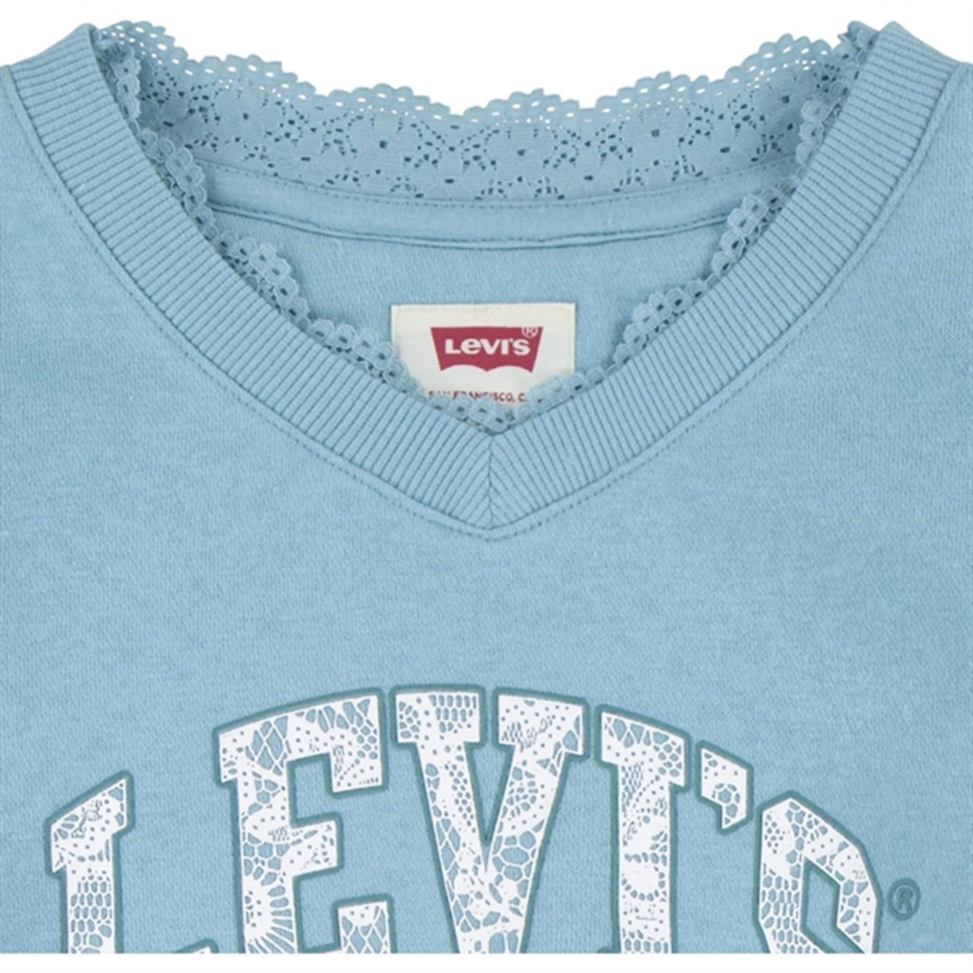Levi's Lace Trim V-neck Blouse Aqua Sea Blue