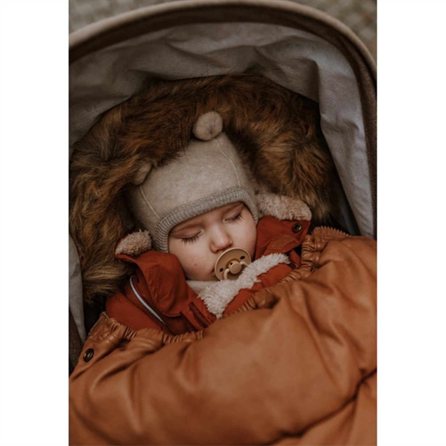 Mikk-Line Wool Balaclava with Ears Melange Offwhite 2