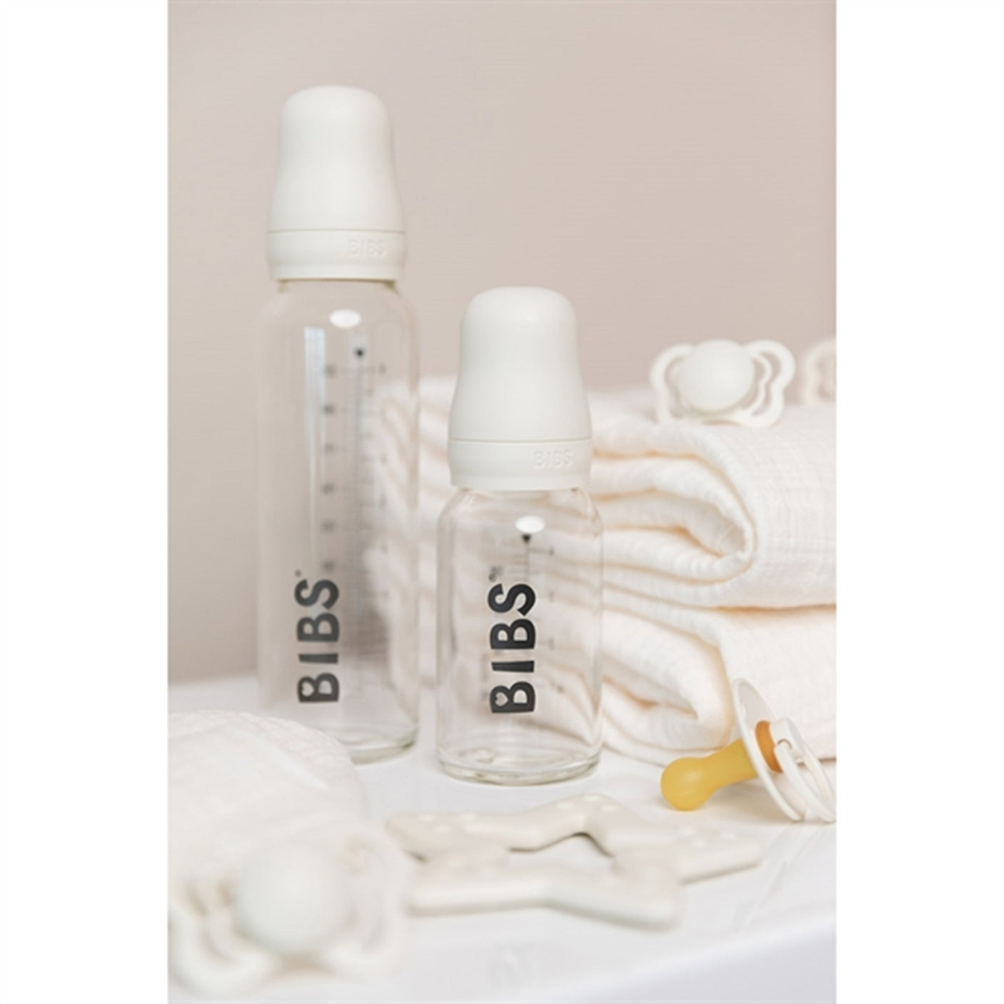 Bibs Baby Glass Bottle Complete Set Ivory 225 ml