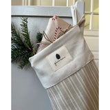 Pine Cone Grandma's Christmas Sock Julesok Beige Stripe