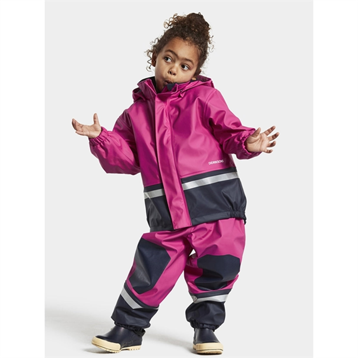 Didriksons Boardman Kids Plastic Pink Rain Set