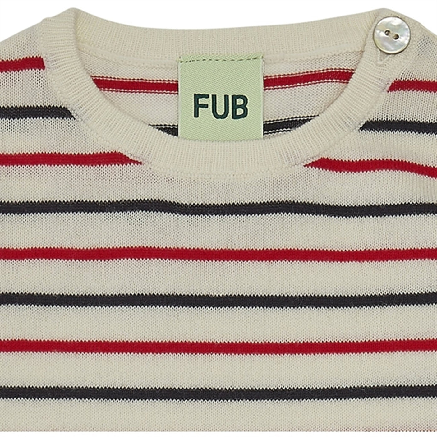 FUB Baby Contrast Striped Blouse Ecru/Dark Navy/Bright Red