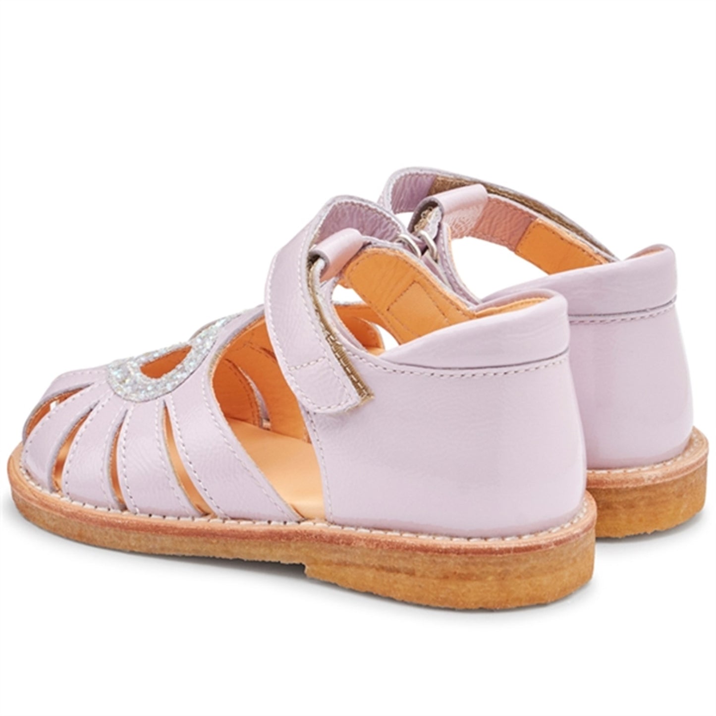Angulus Hjerte Sandal W. Velcro Light Lilac/Mint Glitter