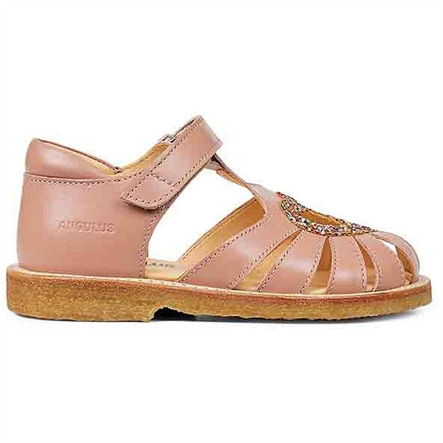 Angulus Hjerte Sandal W. Velcro Dark Peach/Multi Glitter