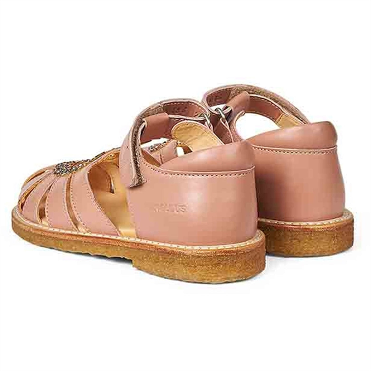 Angulus Hjerte Sandal W. Velcro Dark Peach/Multi Glitter