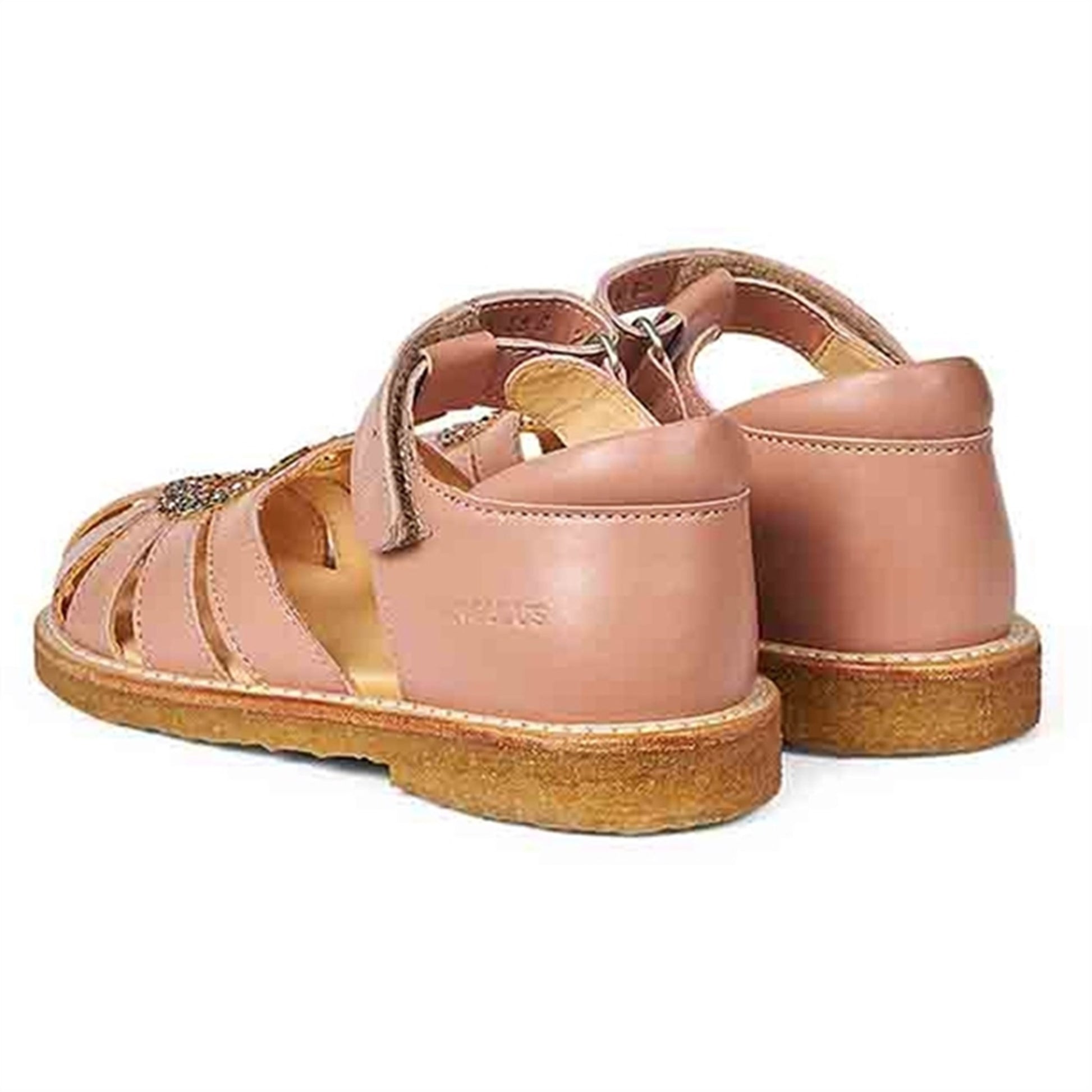 Angulus Hjerte Sandal W. Velcro Dark Peach/Multi Glitter