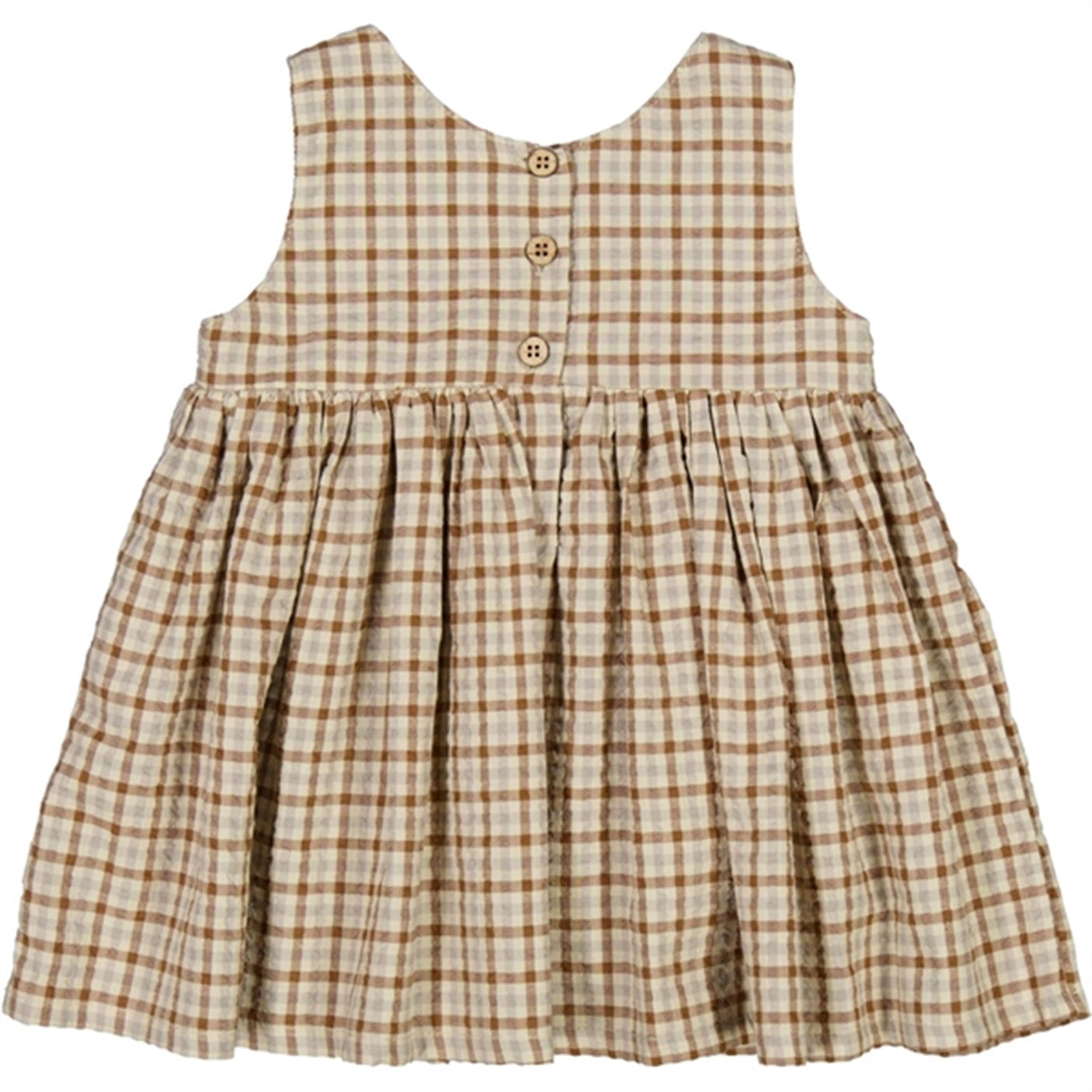Wheat Golden Dove Check Pinafore Wrinkles Dress