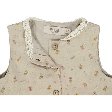 Wheat Fossil Flowers Dot Josephine Dress