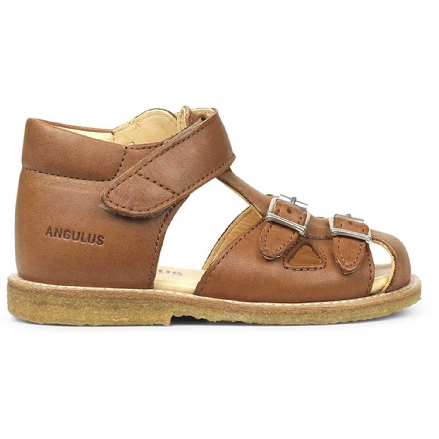 Angulus Starter Sandal W. Velcro And Buckles Cognac