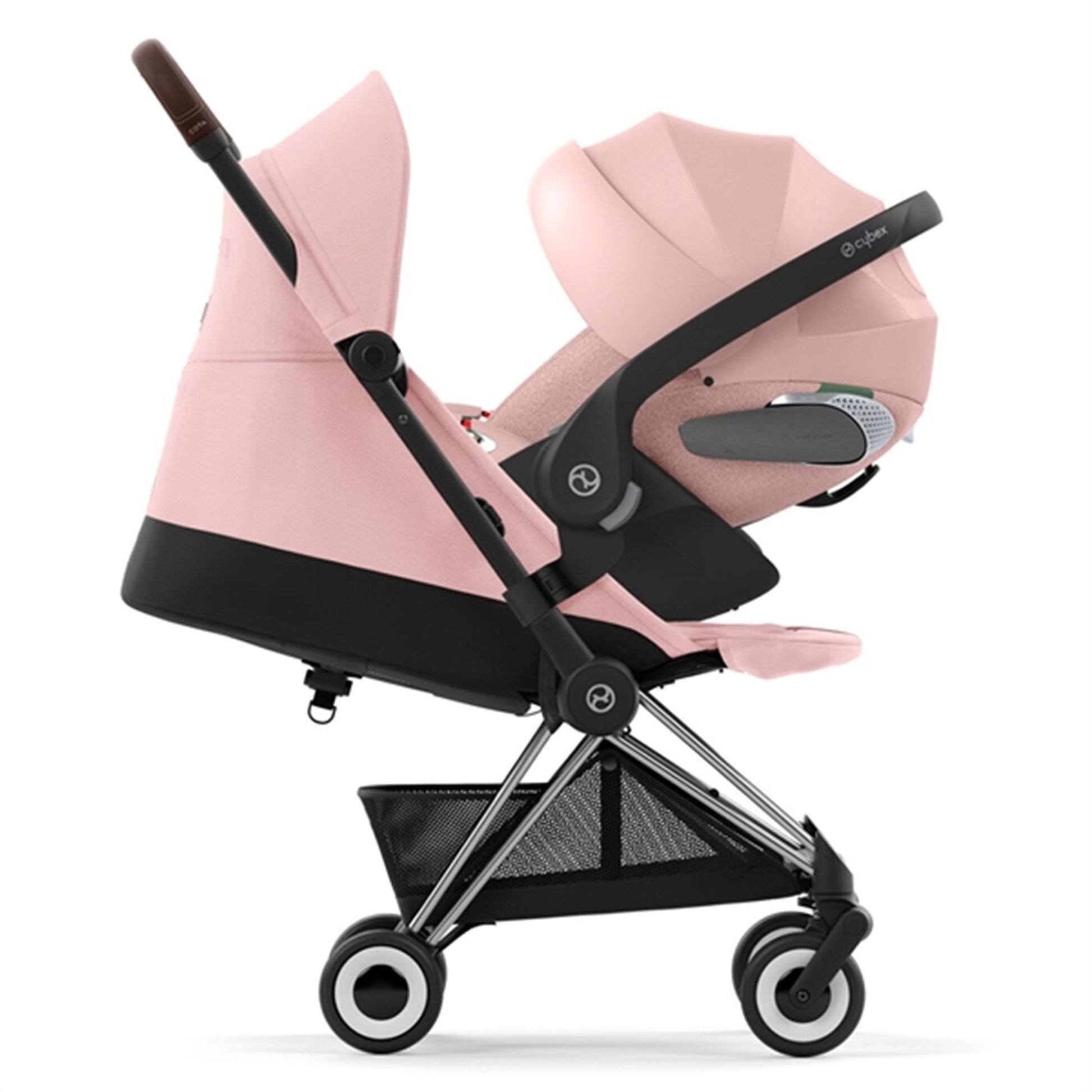 Cybex COYA Stroller Chrome Dark Brown Peach Pink