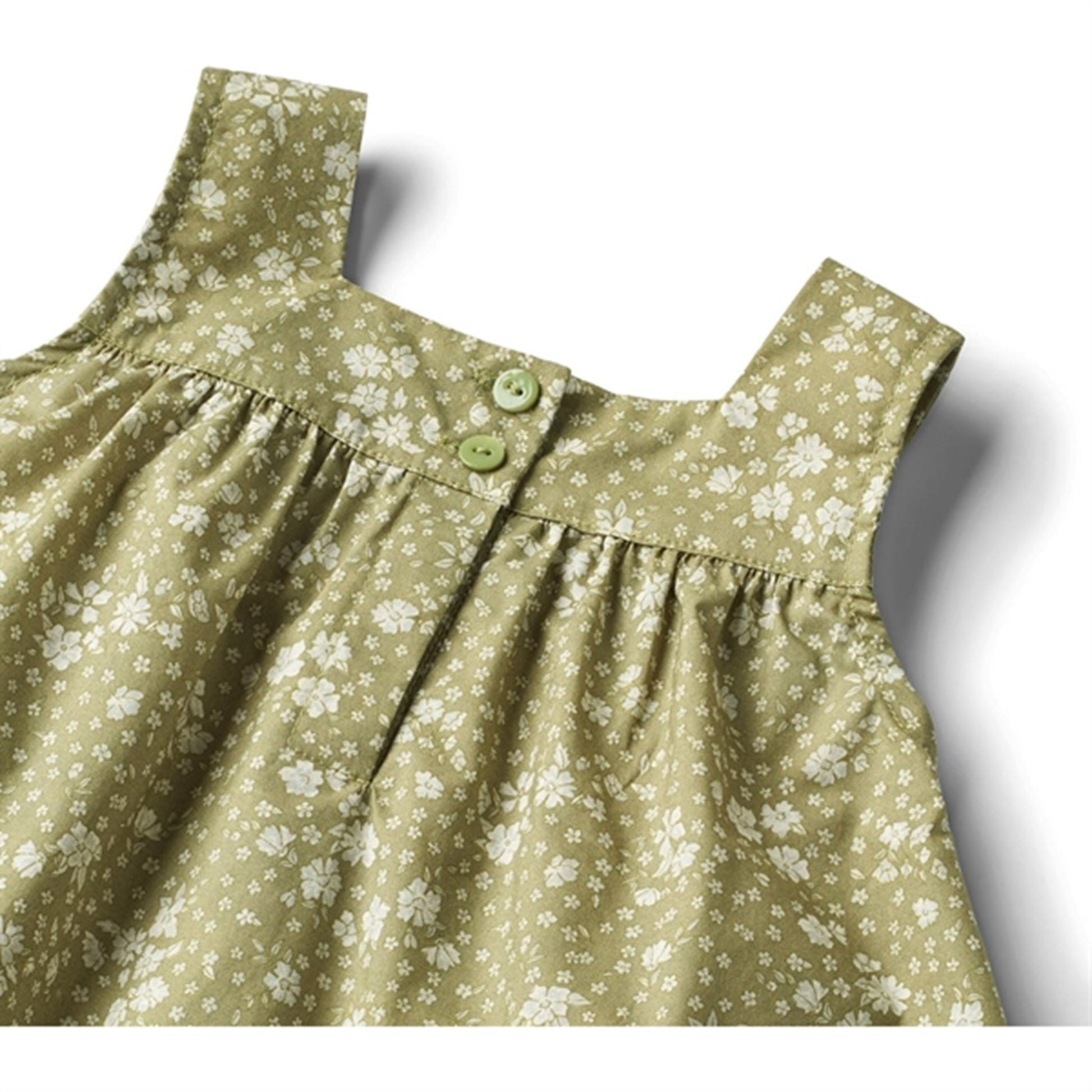 Wheat Green Flowers Dress Ayla