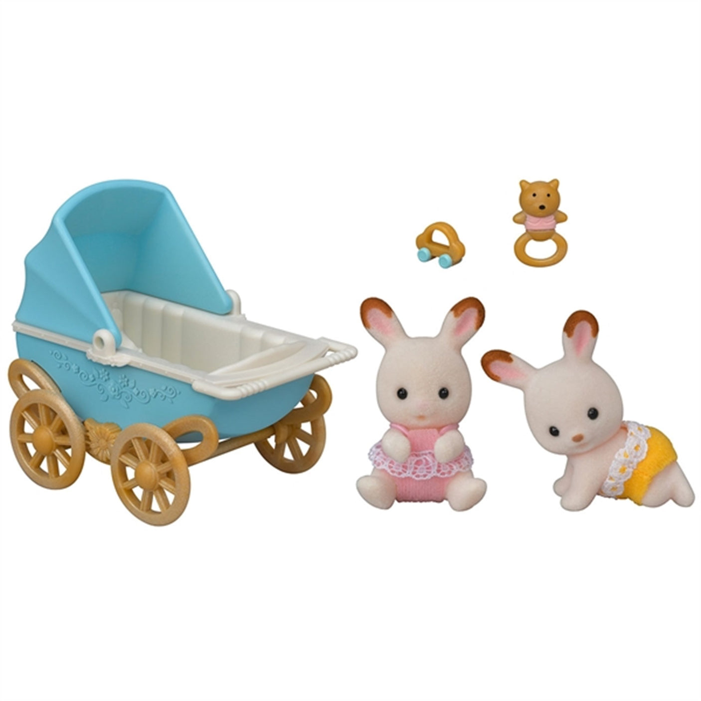 Sylvanian Families® Chocolate Rabbit Twins Set (New Pram)