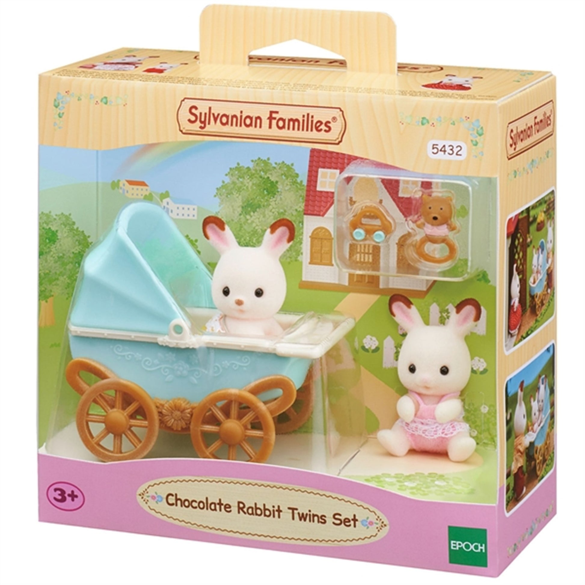 Sylvanian Families® Chocolate Rabbit Twins Set (New Pram)