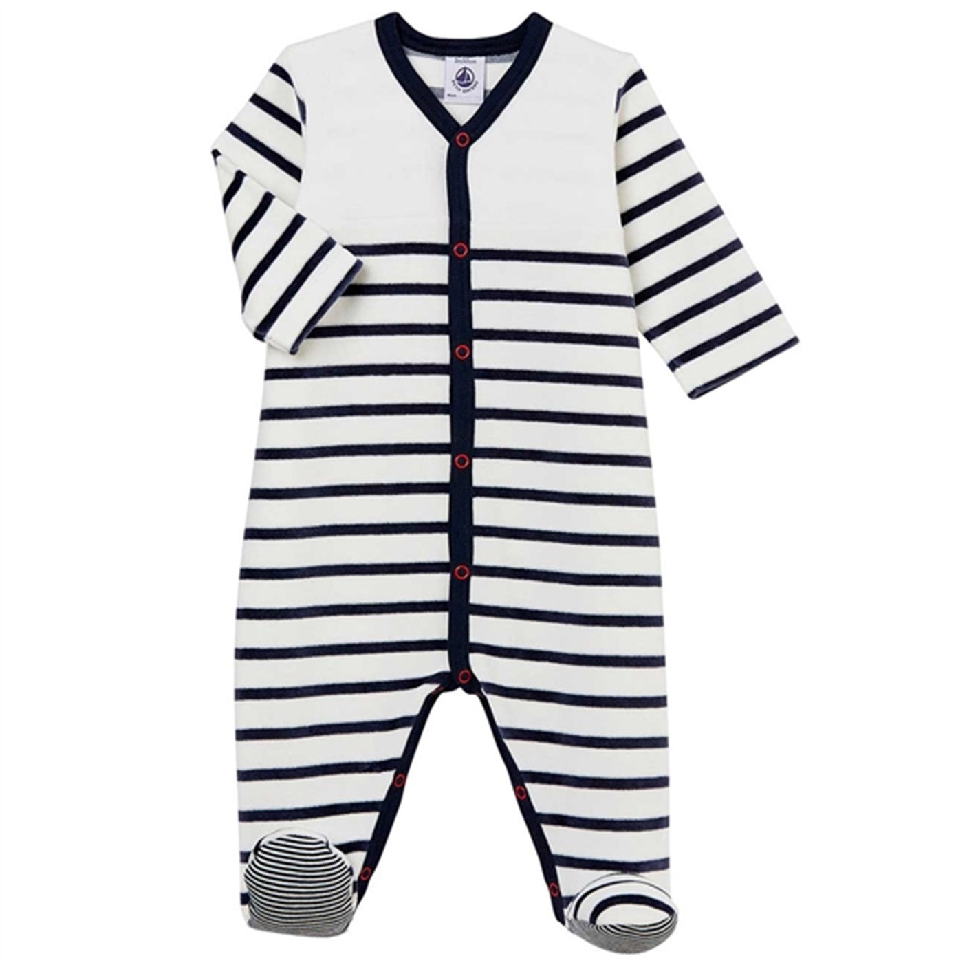 Petit Bateau Body Suit Dors Bien White/Black Stripes