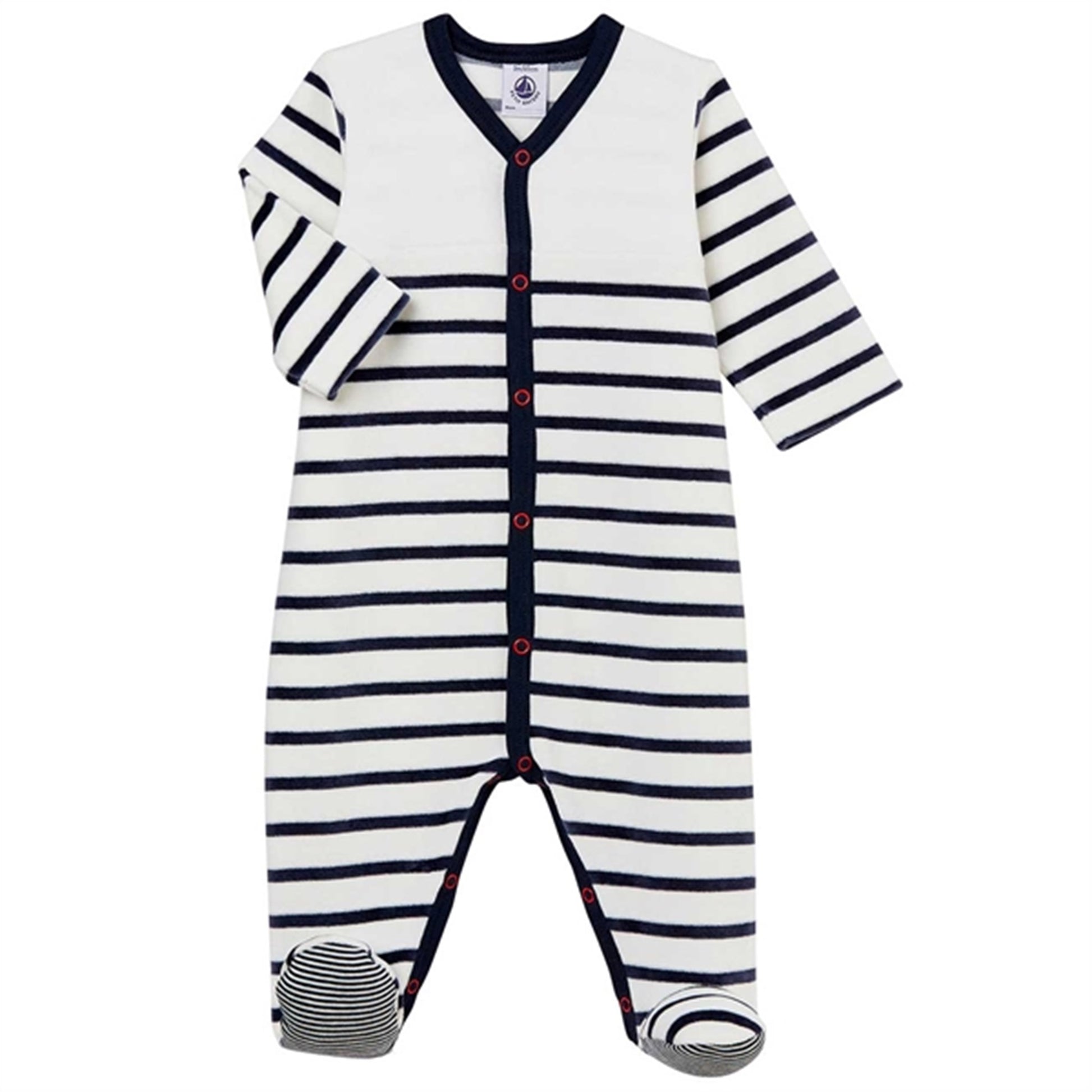 Petit Bateau Body Suit Dors Bien White/Black Stripes
