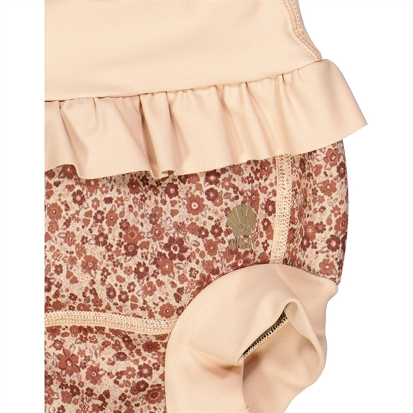 Wheat Red Flower Meadow Ruffle Neopren Swim Pants