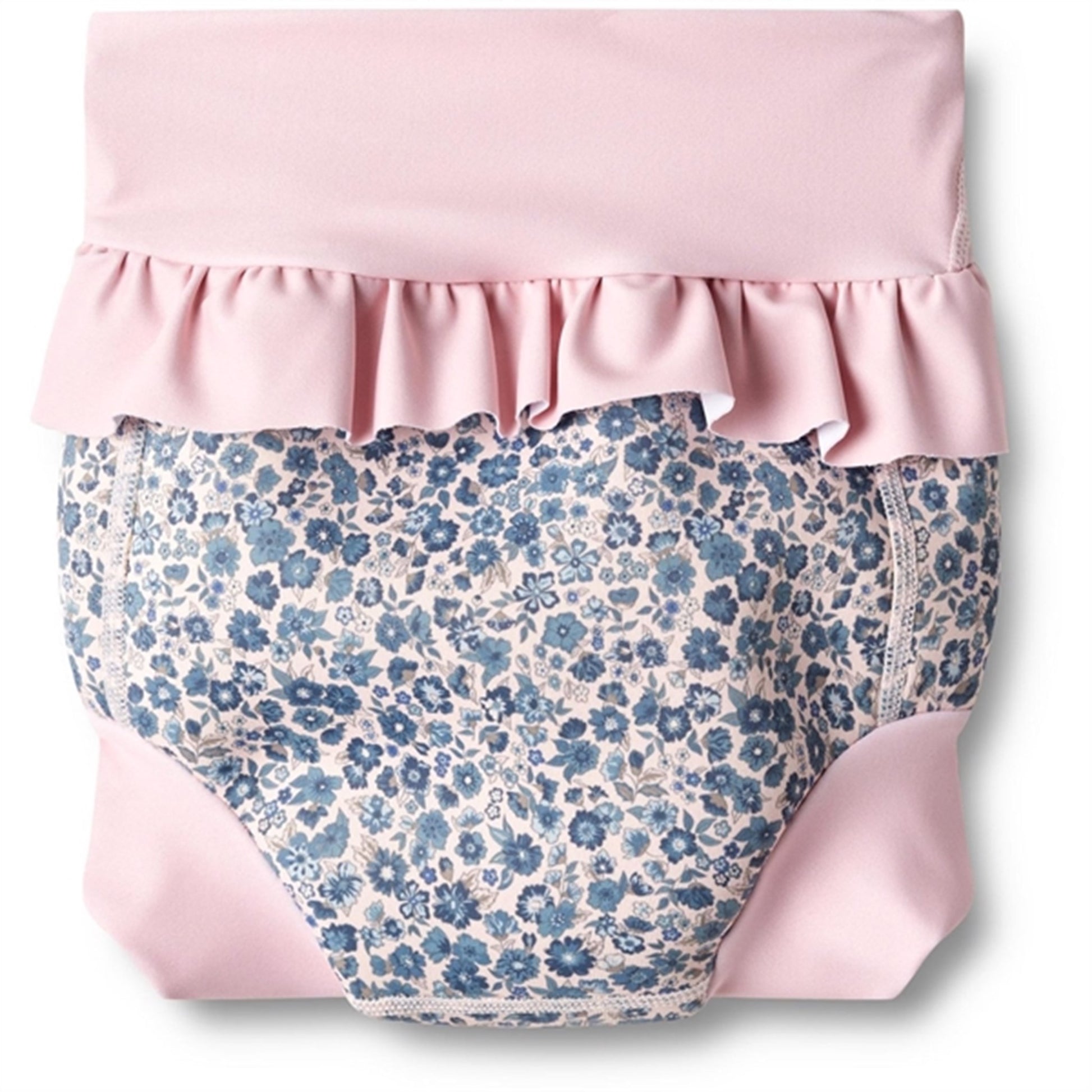 Wheat Blue Flower Meadow Neoprene Swim Pants Ruffle