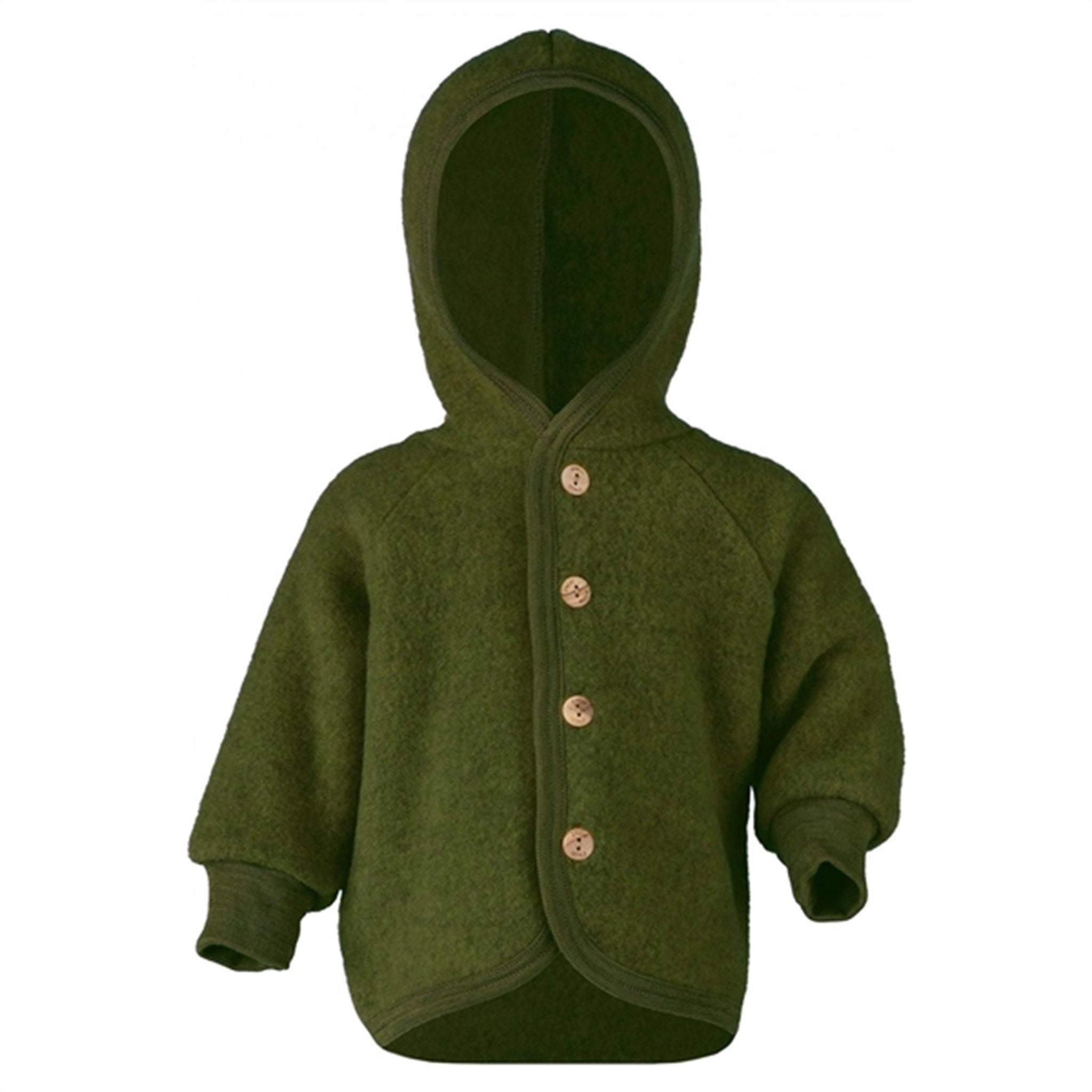Engel Hooded Jacket with Wooden Buttons Reed Mélange