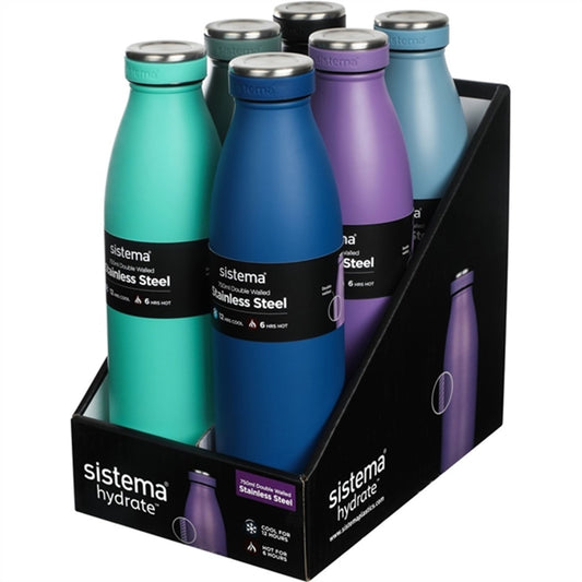 Sistema Stainless Steel Drink Bottle 750 ml Black