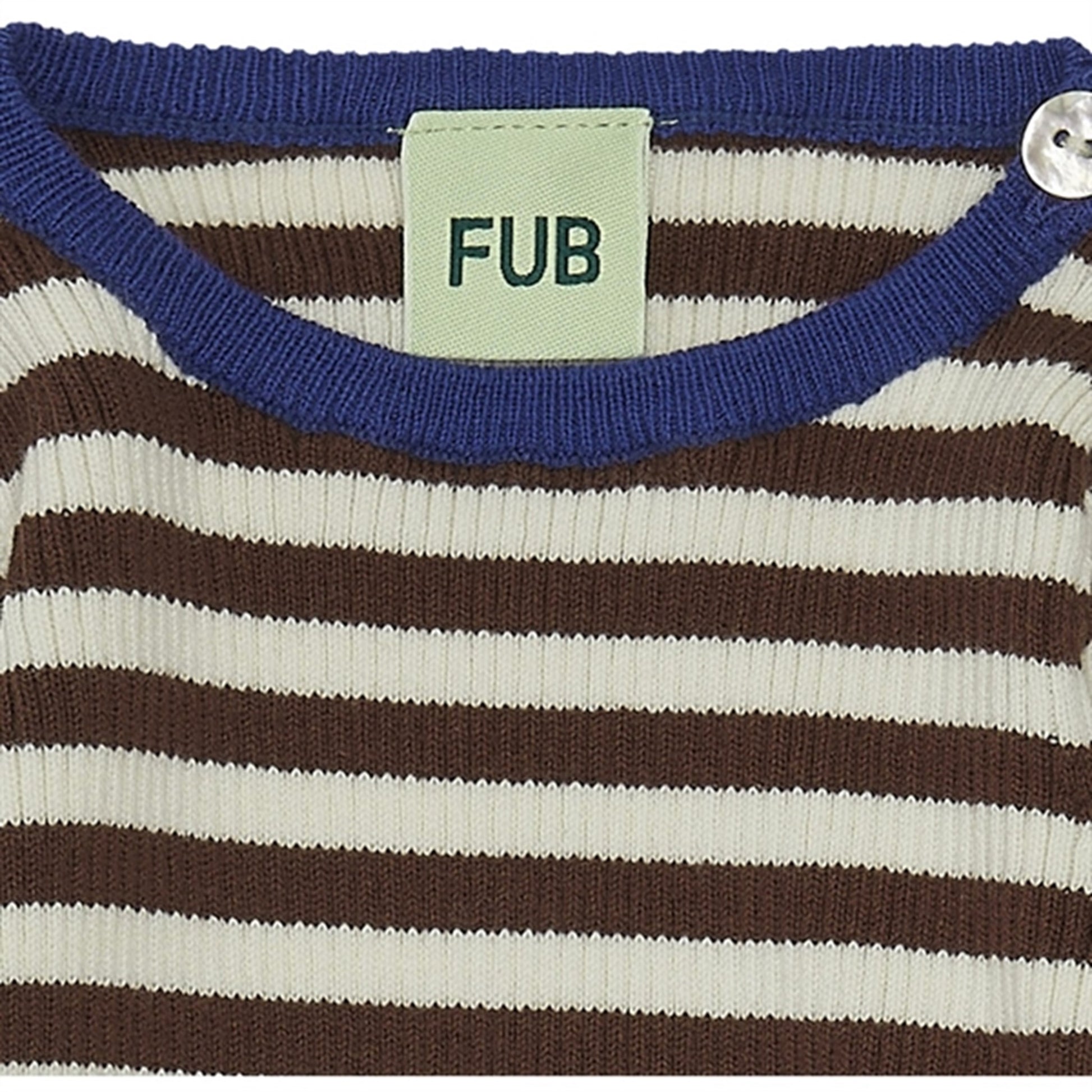 FUB Baby Striped Rib Blouse Ecru/Maroon