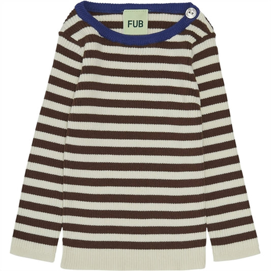 FUB Baby Striped Rib Blouse Ecru/Maroon