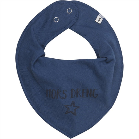 Pippi Bandana Bib with Text Dark Denim