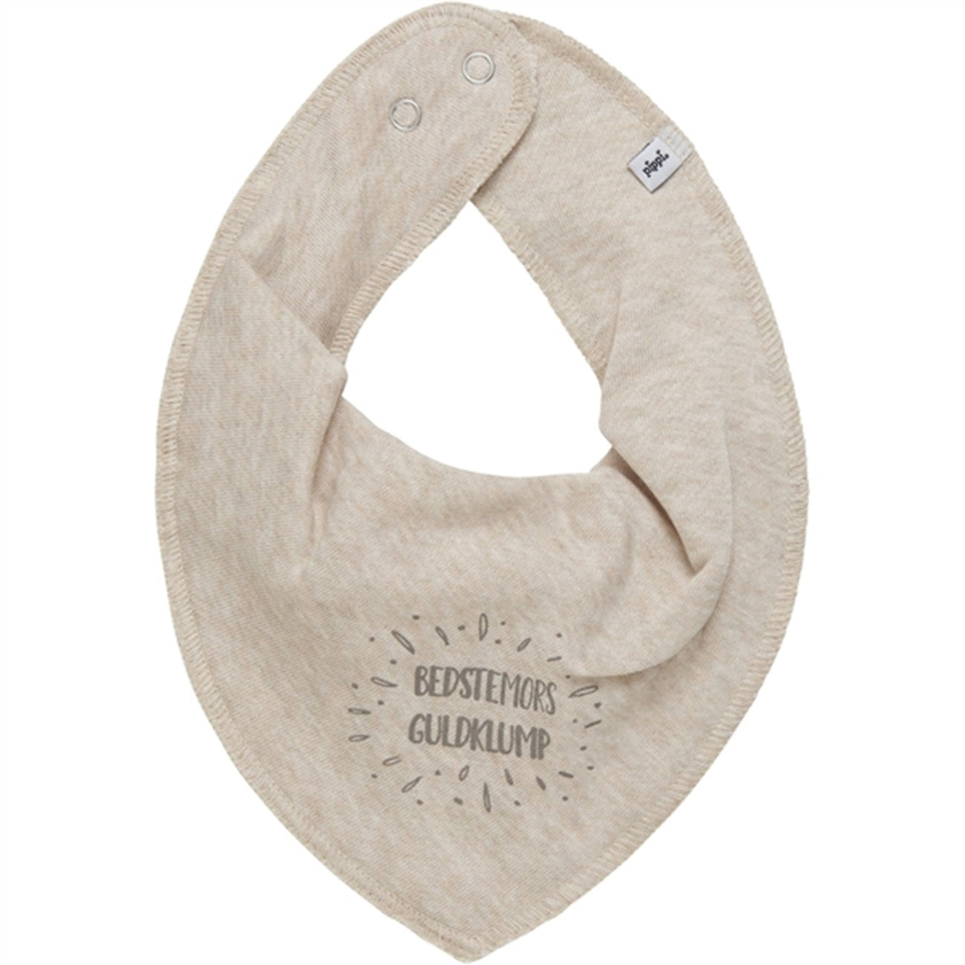 Pippi Bandana Bib with Text Sandshell