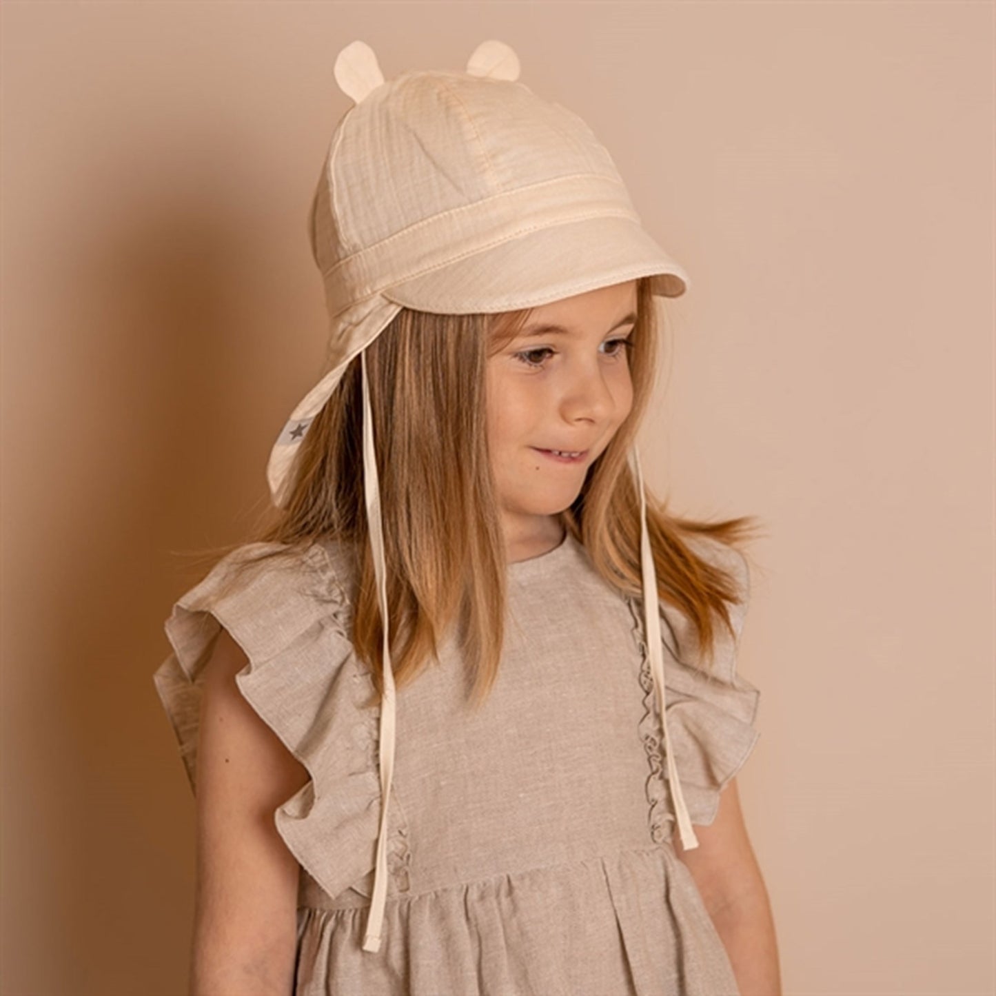 Huttelihut Muslin Safari Sunhat w. Ears Off-White