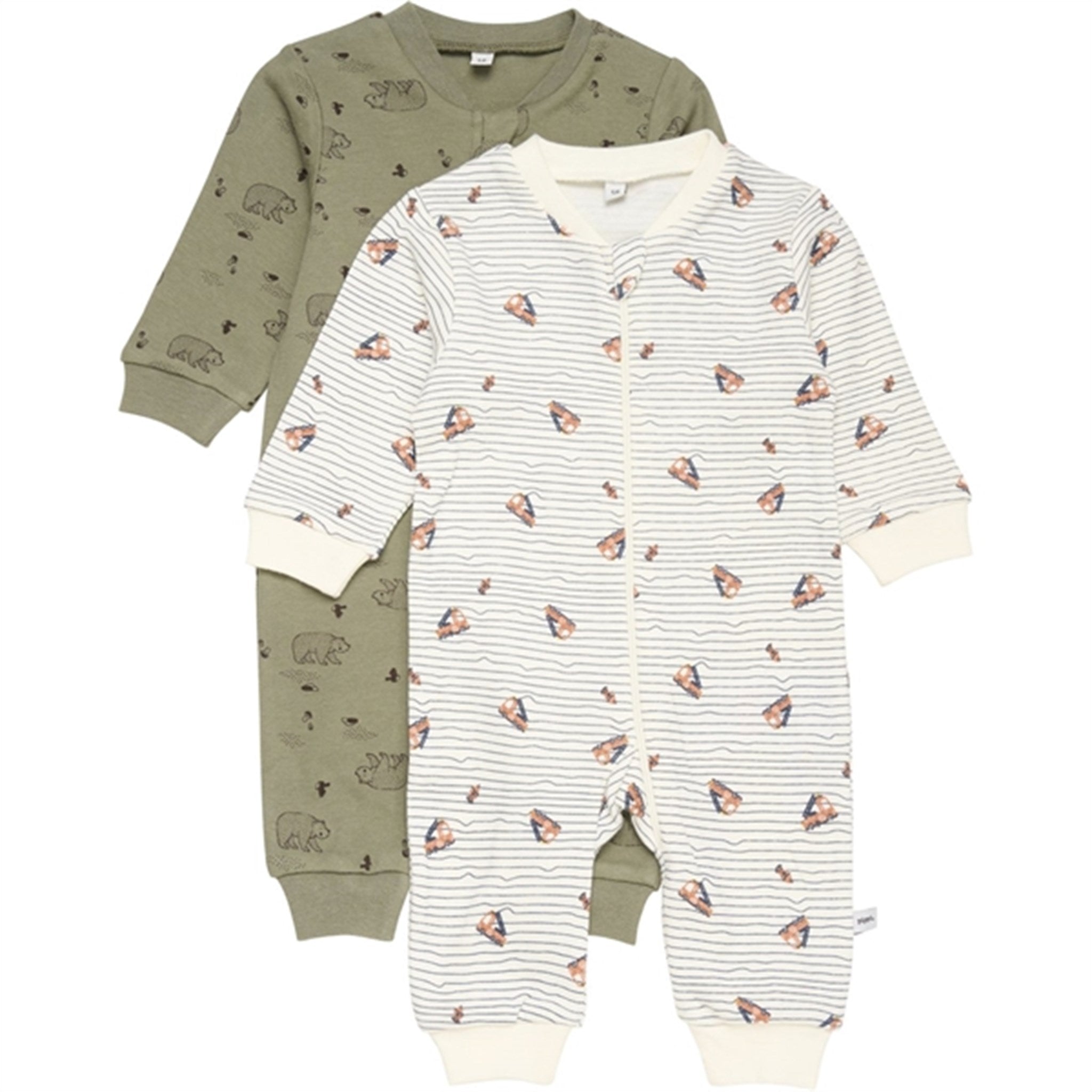 Pippi Nightsuit with Zipper 2-pack Deep Lichen Green
