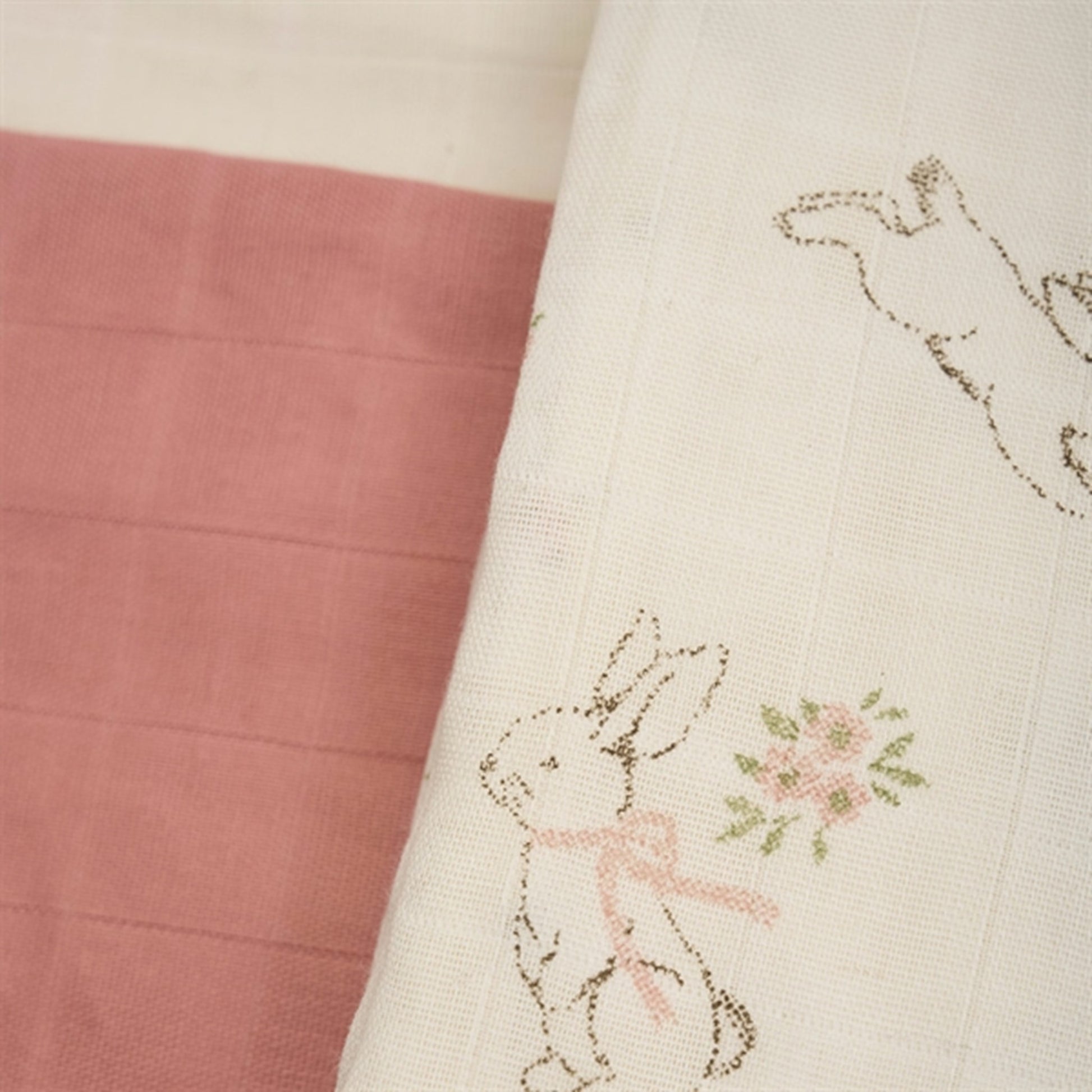 Pippi Organic Muslin Cloths 3-pack Rose Tan