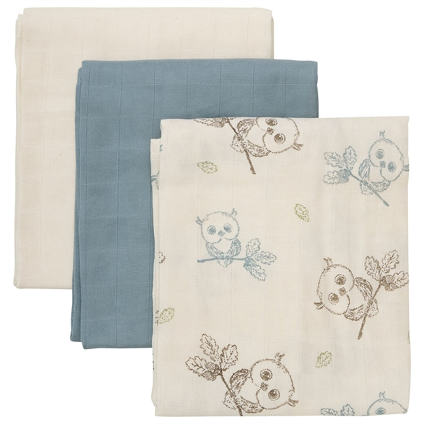 Pippi Organic Muslin Cloths 3-pack Metal Mint