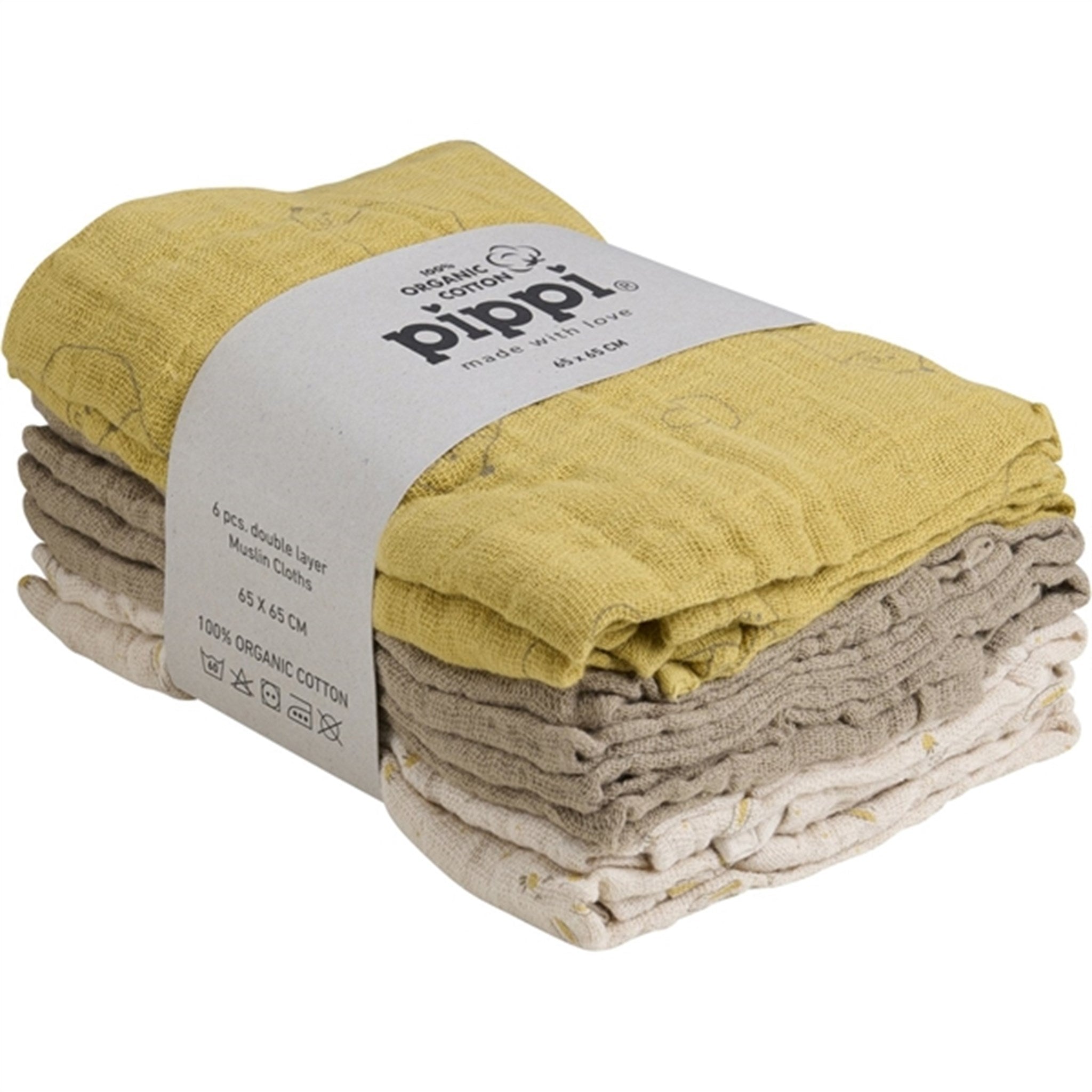 Pippi Organic Washcloth 6-pack Rattan