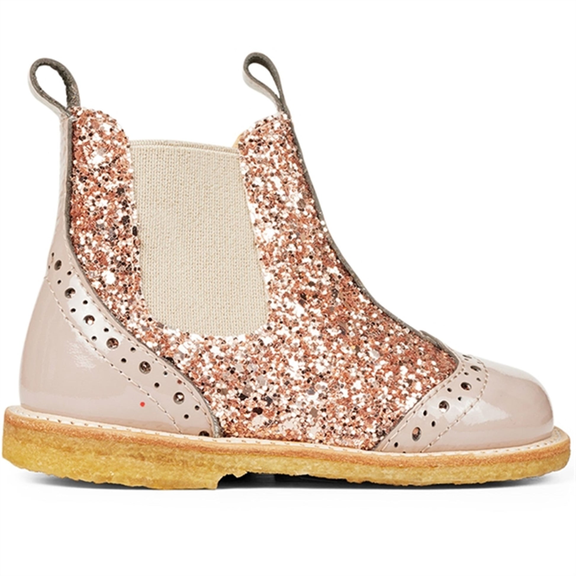 Angulus Starter Chelsea Boots With Zipper Dusty Almond/Maple Glitter/Elastic