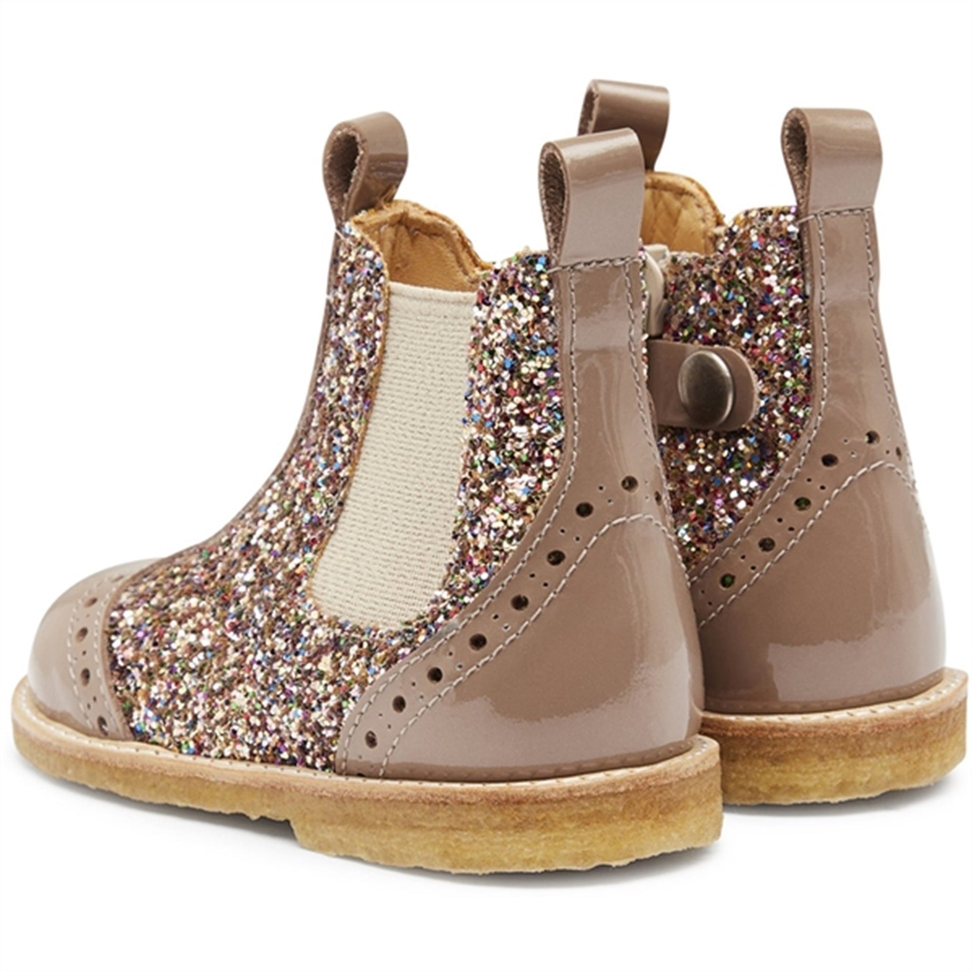 Angulus Starter Chelsea Boots With Zipper Nougat/Multi Glitter/Beige
