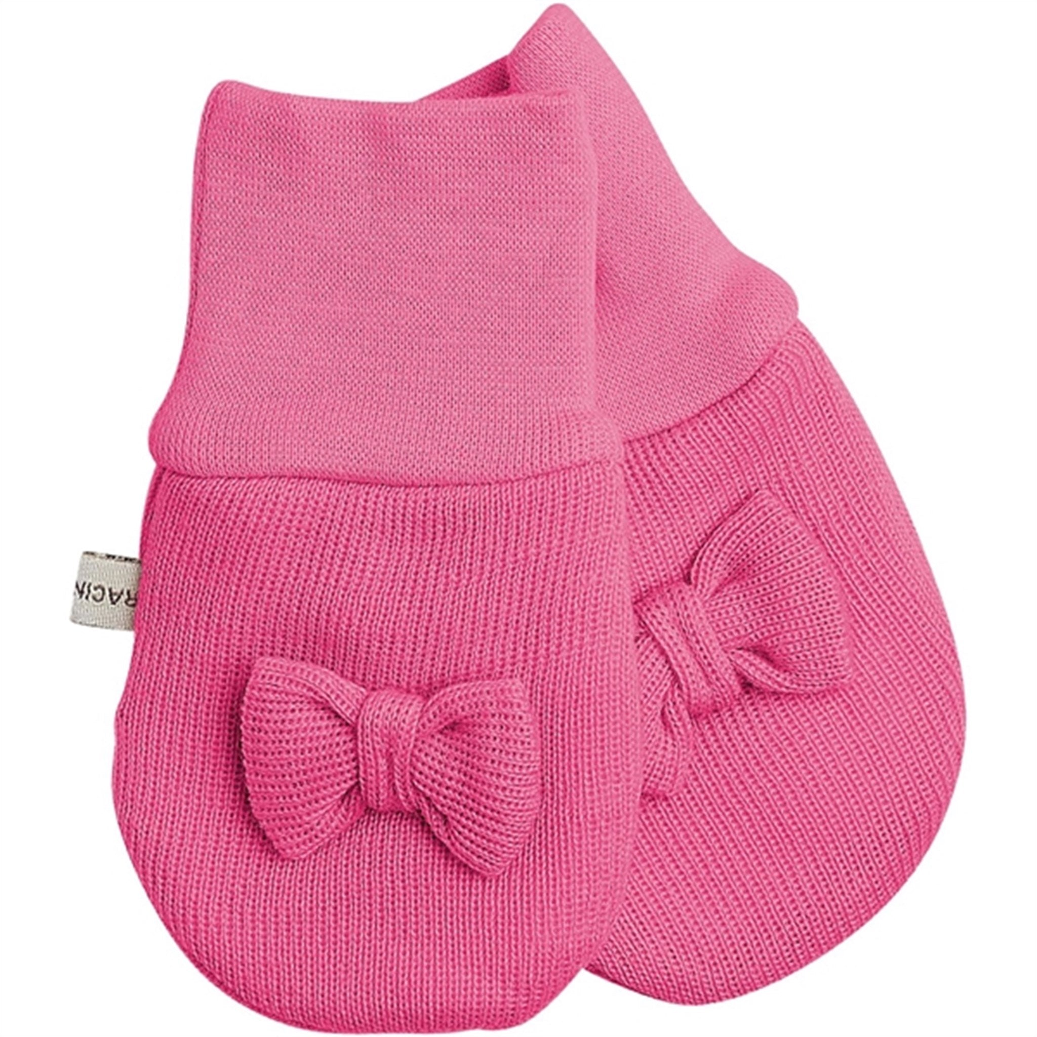 Racing Kids Baby Mittens without Thumb with Bow Pink
