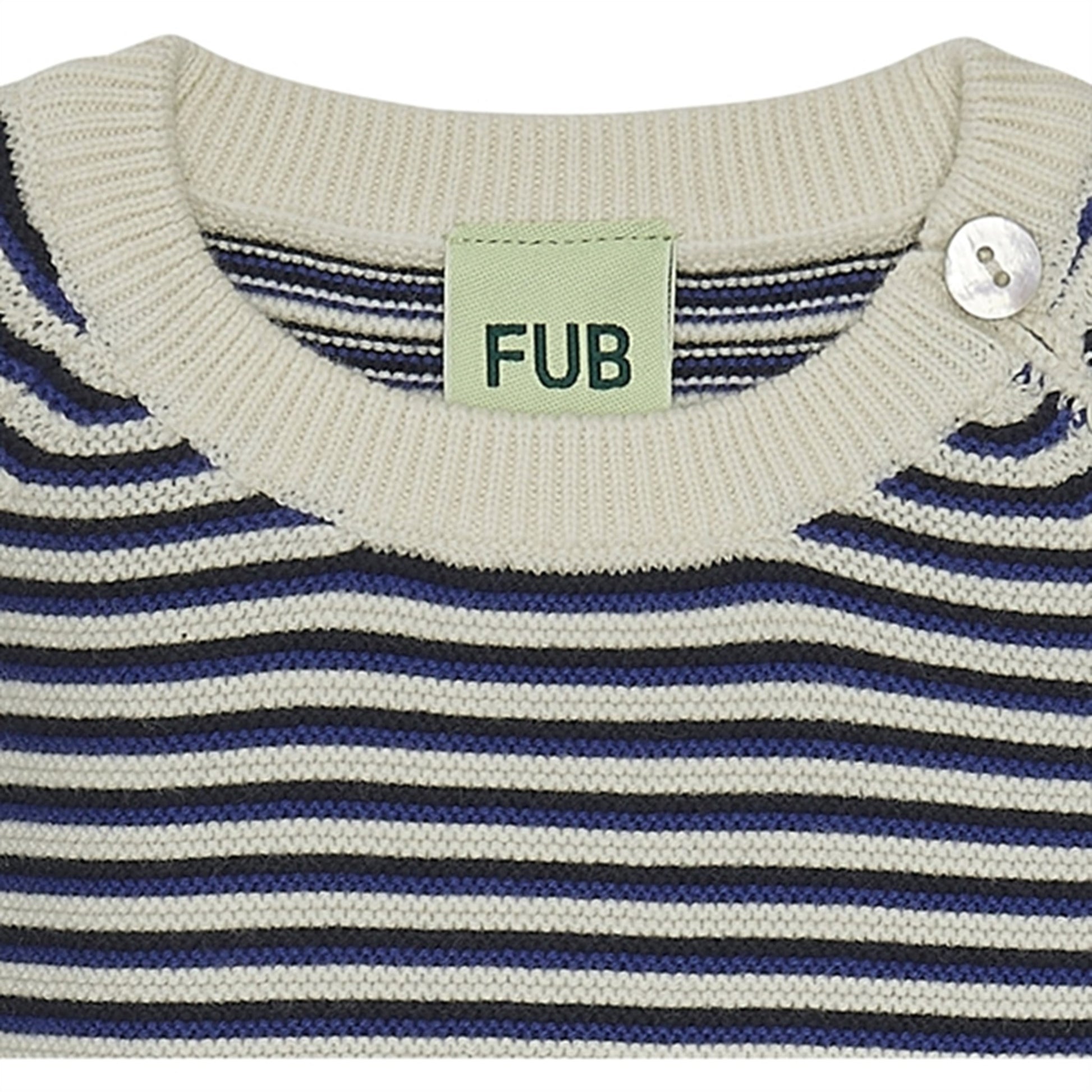 FUB Baby Purlrib Blouse Ecru/Cobolt/Dark Navy