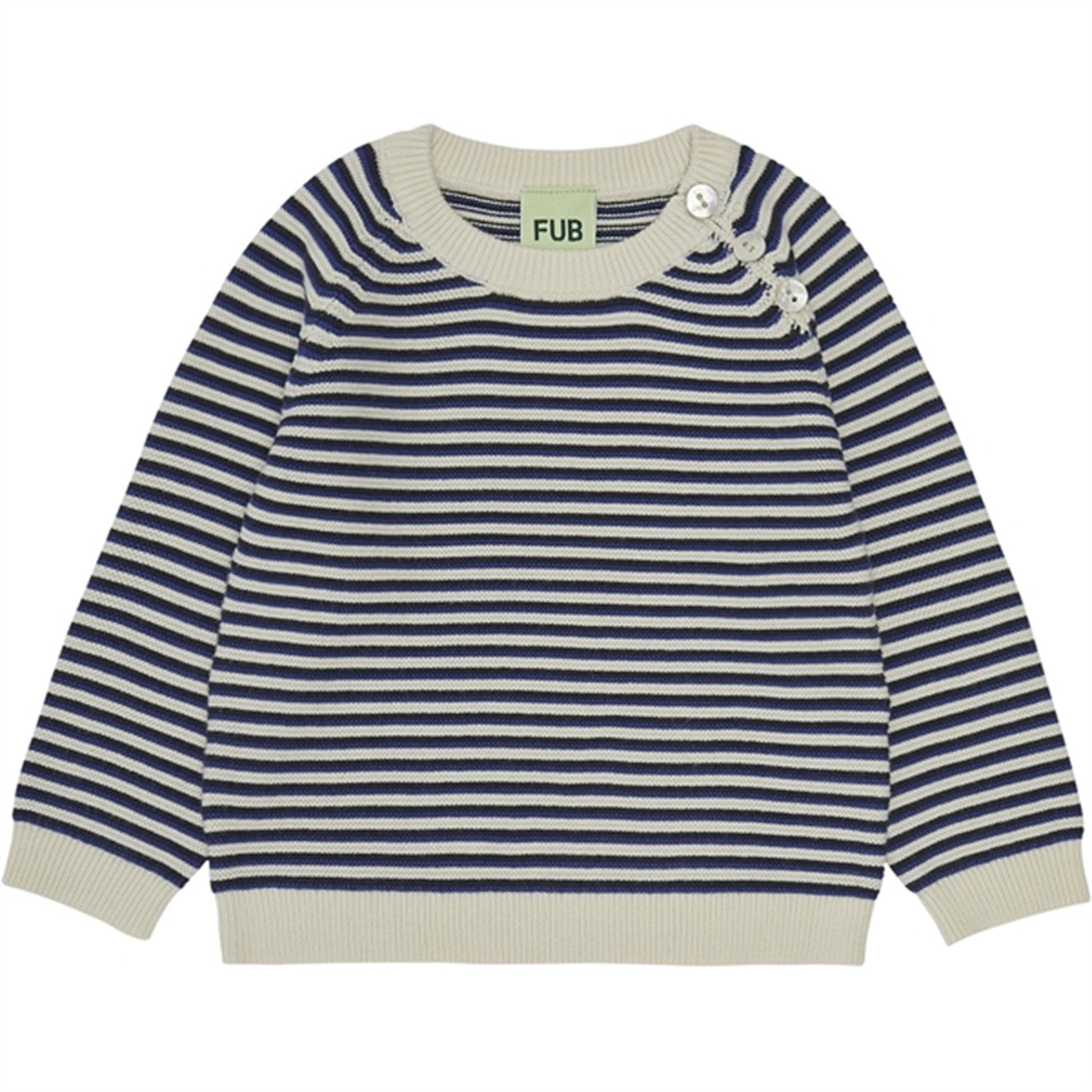 FUB Baby Purlrib Blouse Ecru/Cobolt/Dark Navy