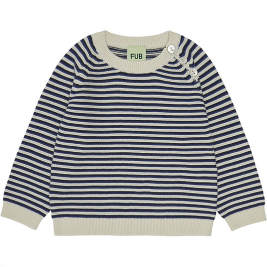 FUB Baby Purlrib Blouse Ecru/Cobolt/Dark Navy