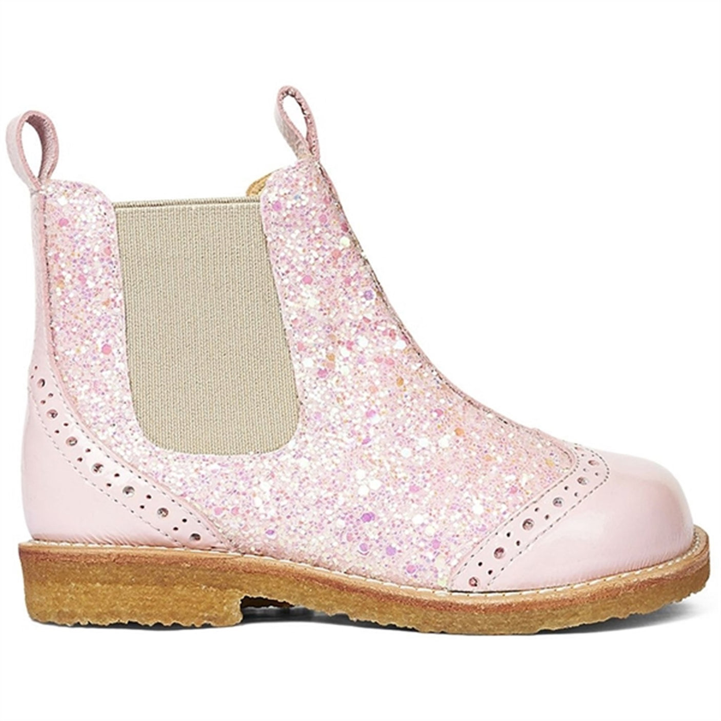Angulus Chelsea Støvlet W. Elastic Band Rose/Rose Glitter/Beige