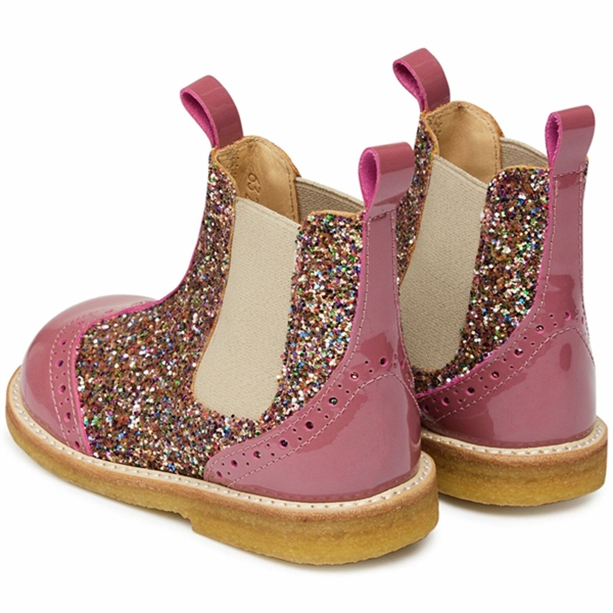 Angulus Chelsea Boots w Elastic Rosa/Multi Glitter/Beige 2