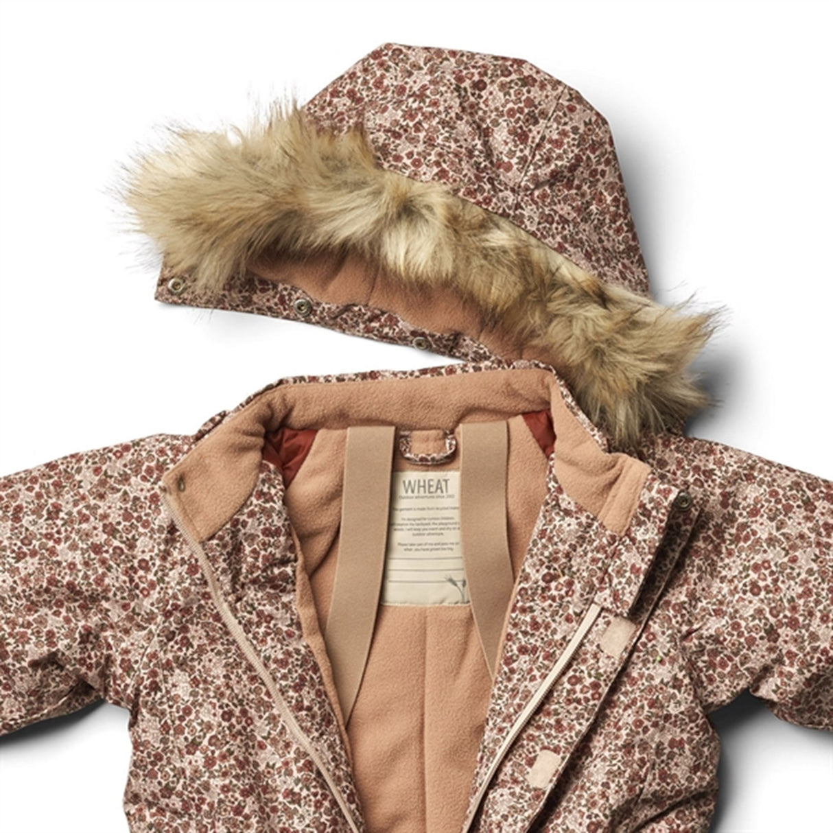 Wheat Snowsuit Moe Tech Rose Dust Flowers