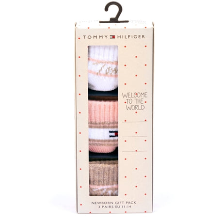 Tommy Hilfiger Baby Newborn Strømper 3-Pak Giftbox Pink Combo