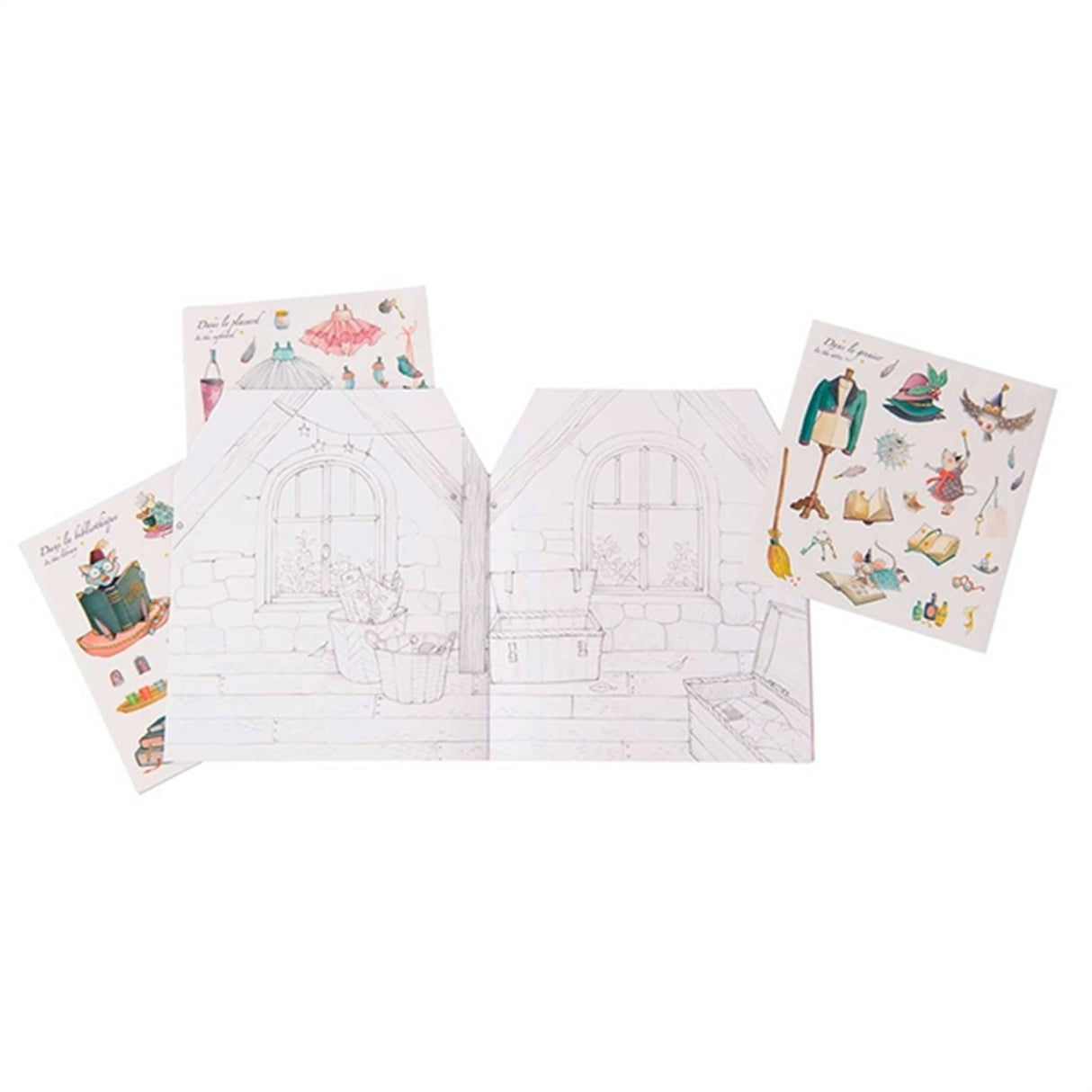 Moulin Roty Coloring Book With 160 Stickers - House