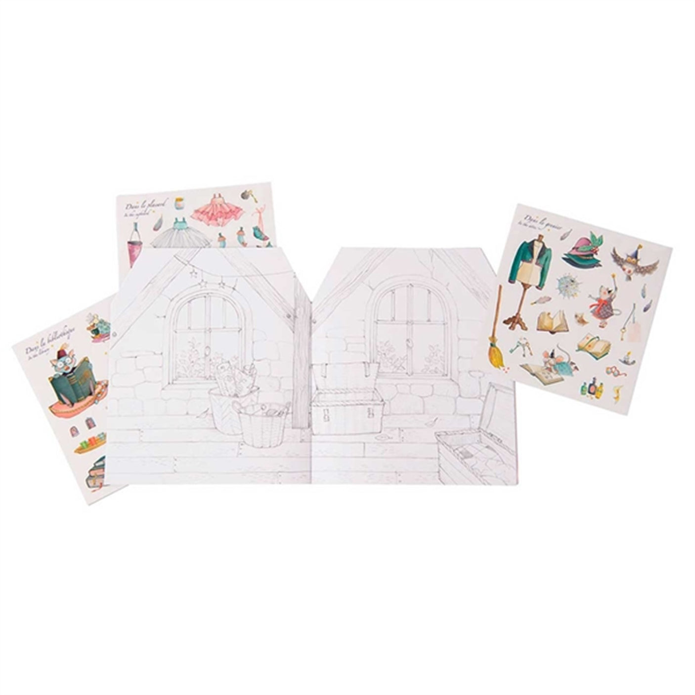 Moulin Roty Coloring Book With 160 Stickers - House
