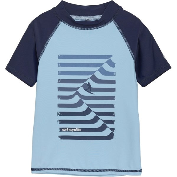 Color Kids Swim Shirt with Print Cerulean