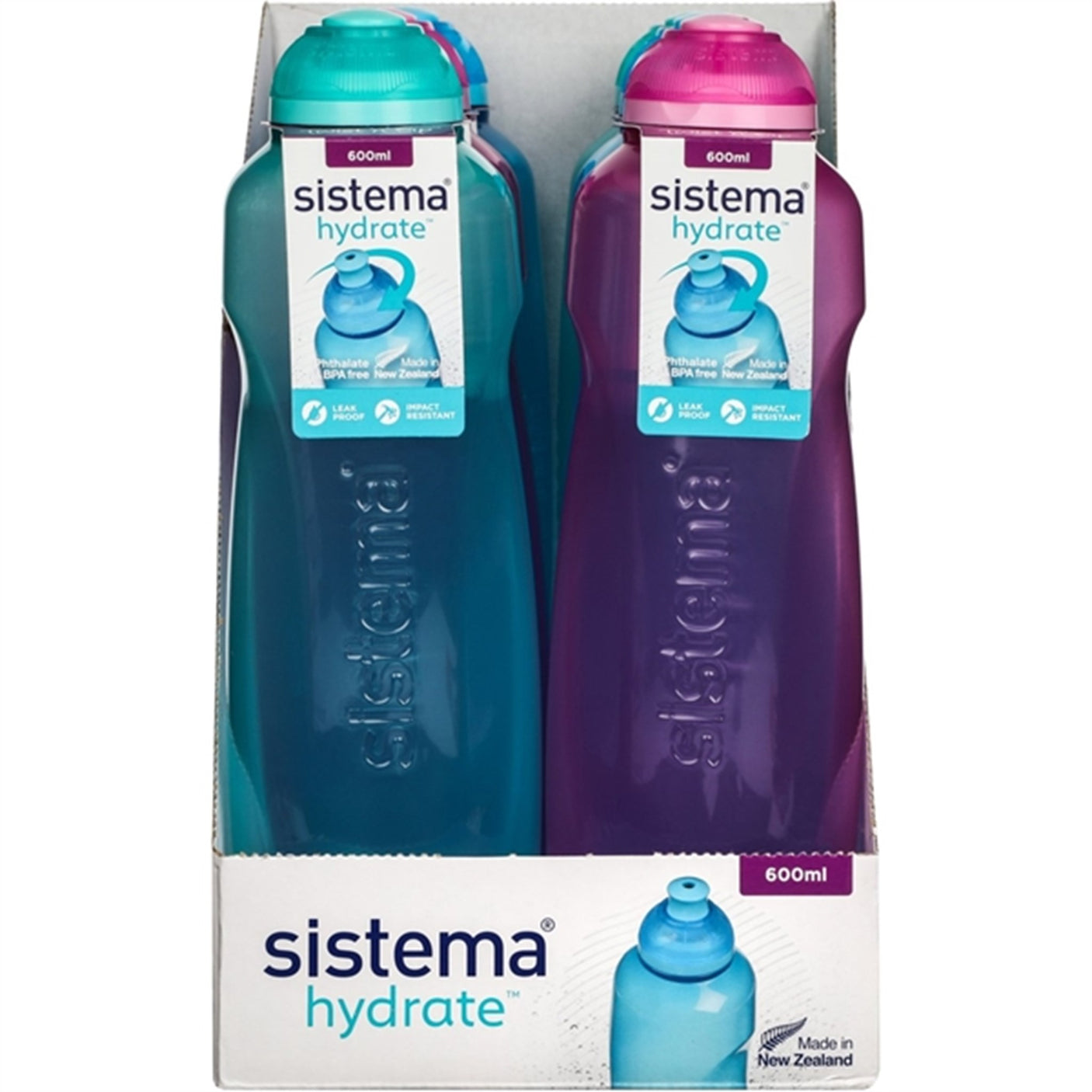 Sistema Twist 'n' Sip Helix Water Bottle 600 ml Pink