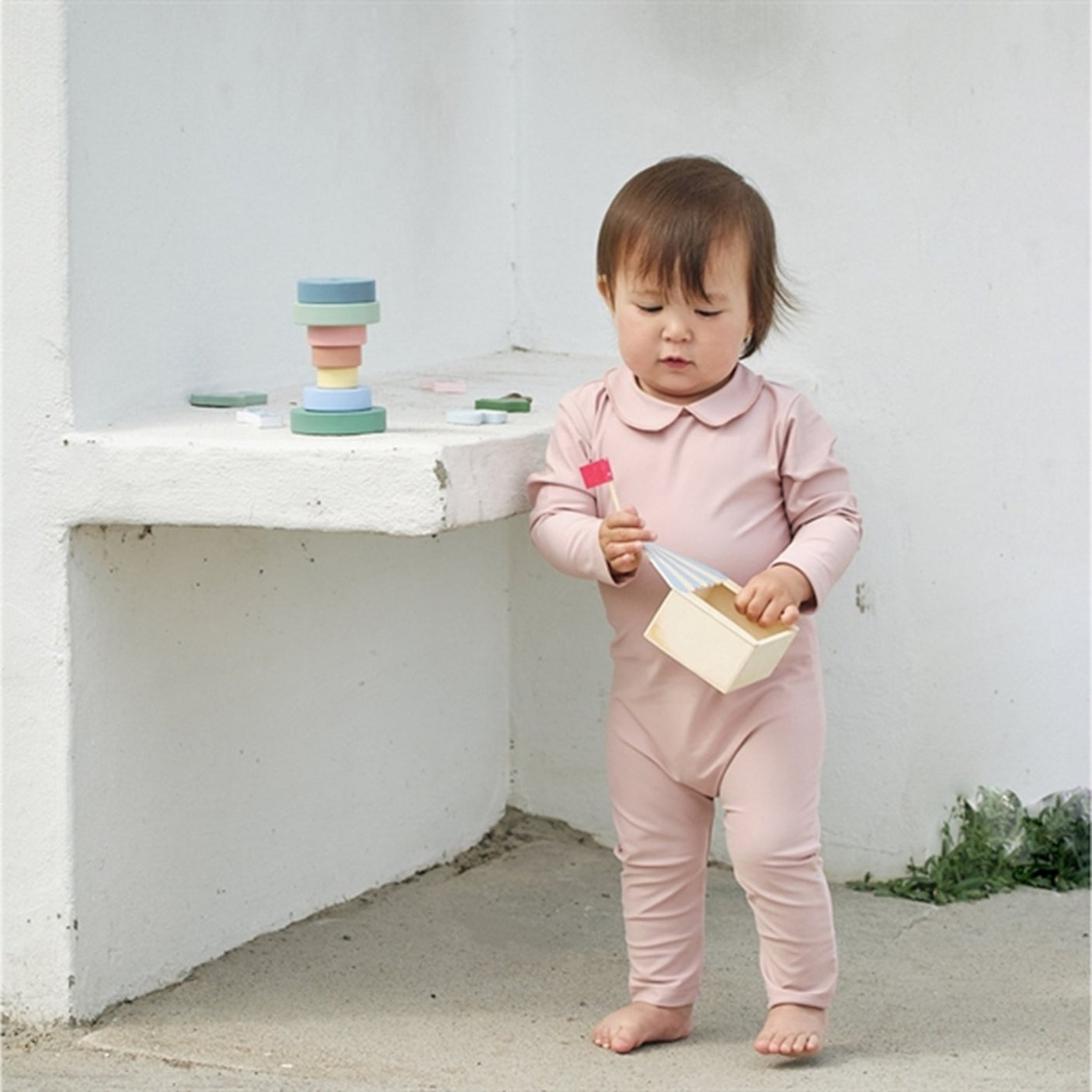 Petit Crabe Rose Nude Palma Onesie with Zipper