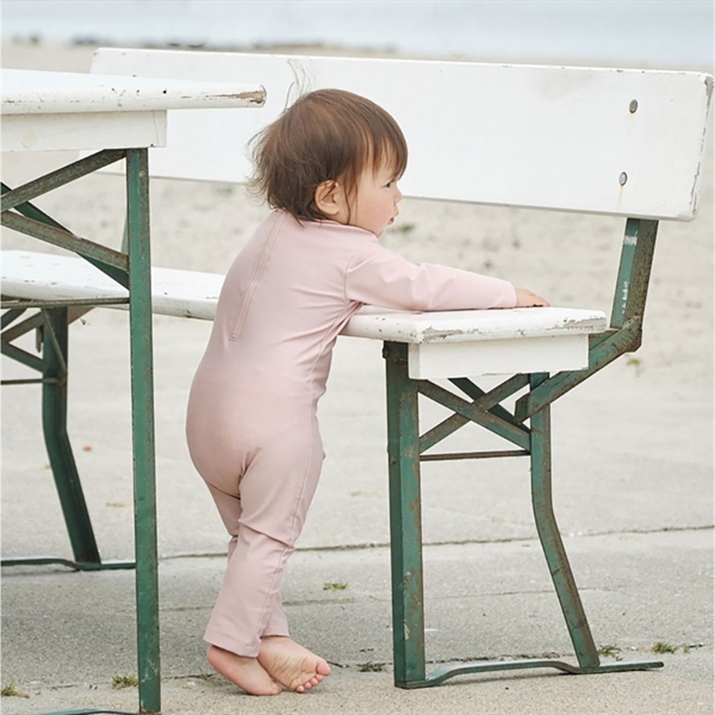 Petit Crabe Rose Nude Palma Onesie with Zipper