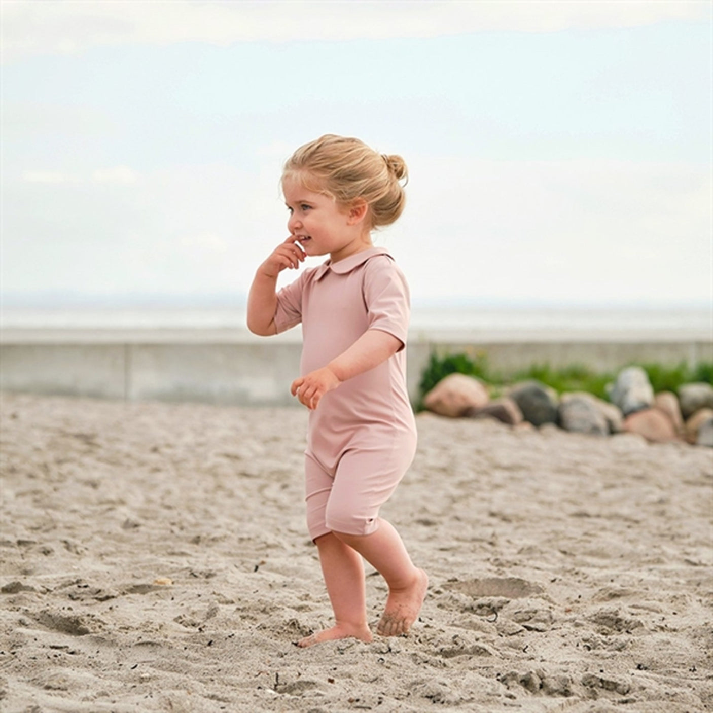 Petit Crabe Rose Nude Palma Onesie with Zipper