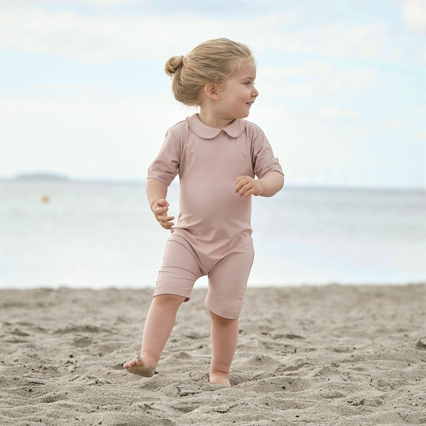 Petit Crabe Rose Nude Palma Onesie with Zipper